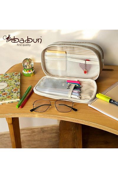 BABUN Bergama Cream Color Large Wide Premium Κορίτσι Αγόρι Παιδική Εφηβική Μολυβοθήκη Θήκη για στυλό Τσάντα μακιγιάζ