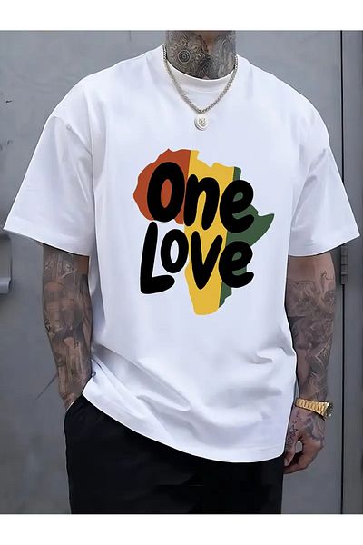 WOODROFFE Ανδρικό μπλουζάκι One Love με στάμπα Loose Oversize