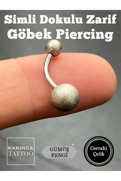 Karınca Piercing Silver Color Glitter Navel Piercing Surgical Steel Piercing