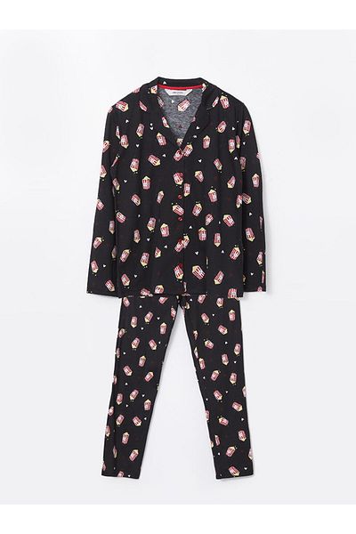 LC Waikiki Lcw Young Shirt Collar Print Women's Pajamas Set