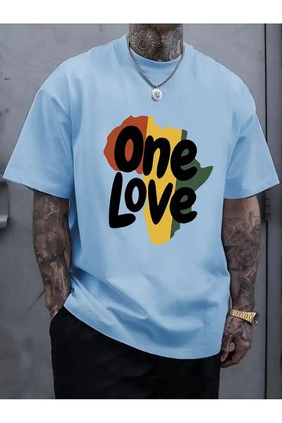 WOODROFFE Ανδρικό μπλουζάκι One Love με στάμπα Loose Oversize
