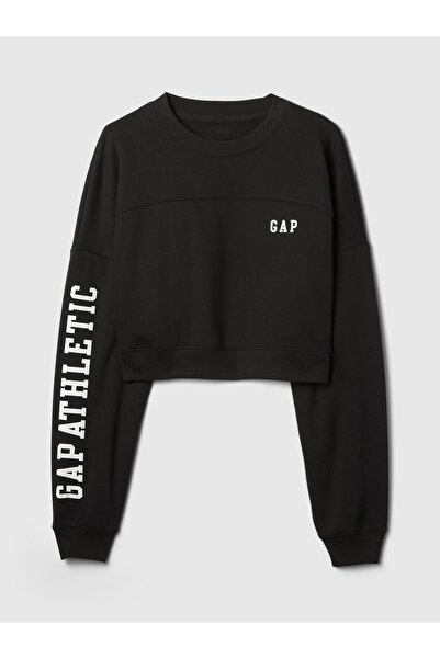 GAP Kadın Siyah Gap Logo Vintage Soft Crop Sweatshirt