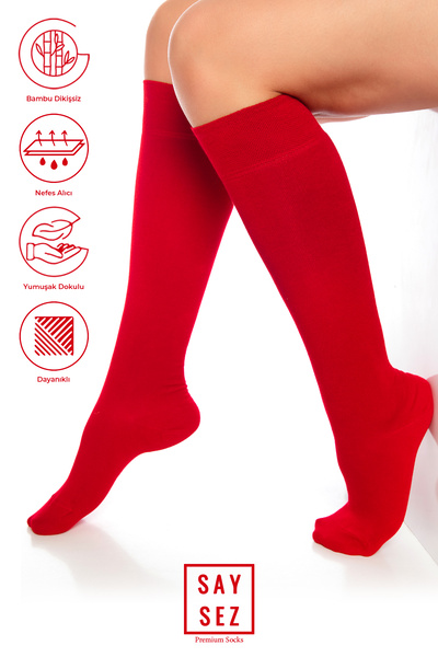 SAYSEZ Дамски бамбукови чорапи - комплект от 3 безшевни чорапи до коляното / чорапи за панталон / прилепнали чорапи