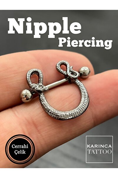 Karınca Piercing Yılan Göğüs Meme Ucu Nipple Piercing (Karınca Tattoo)