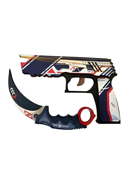 HG Home&Game Ahşap Cs-Go Asimov Set Tabanca  Renkli Karambite Set Gamer Hediy...