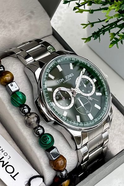 Tom Jones STEEL MEN'S WRIST WATCH AND BRACELET WITH GIFT