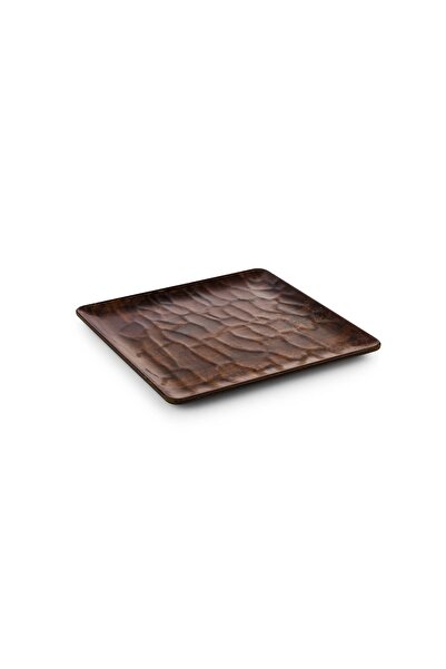 Tria 6 قطع من أطباق تقديم خشبية مربعة الشكل بنمط الكستناء - 22 × 22 سم