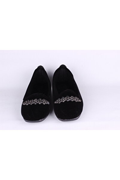sengahenk Siyah İnci Aksesuarlı Siyah Ev babeti, Günlük Misafir Davet Ayakkab...