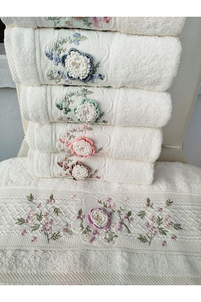 Fiesta Elegance Series Bamboo Cream Hand Work 6 Pcs 50X90 cm