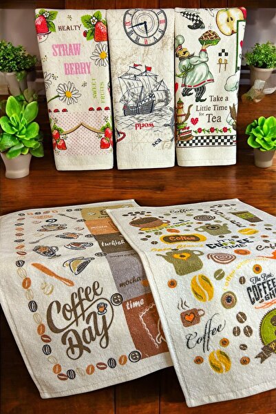 CNR Garden طقم مناشف مطبوعة مقاس 30 × 50 سم مكون من 5 قطع - منشفة لليد والوجه...