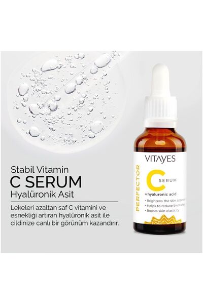 VITAYES C Vitamini Cilt Tonu Eşitleyici Leke Karşıtı Hyalüronik Asit Aydınlatıcı Nemlendirici Cilt Serumu