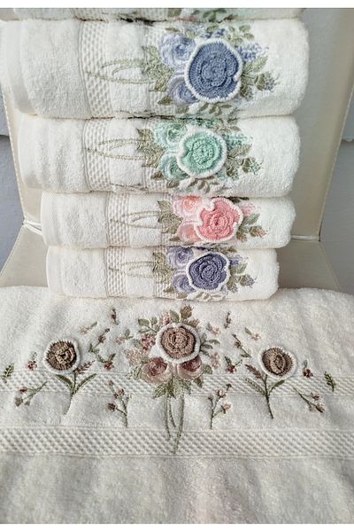 Fiesta Elegance Series Bamboo Cream Hand Work 6 Pcs 50X90 cm