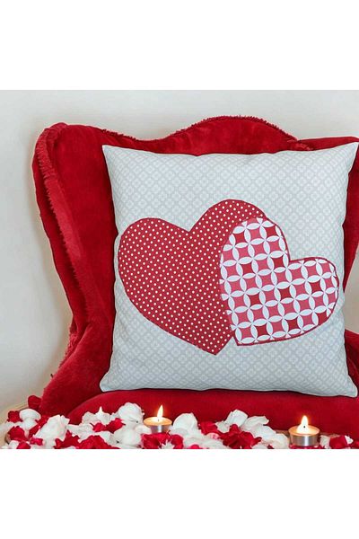 urzsmell Zippered Duck Linen Fabric Kirlent Case Pillow Case 42*42 cm Handmade Decorative Heart-Single-