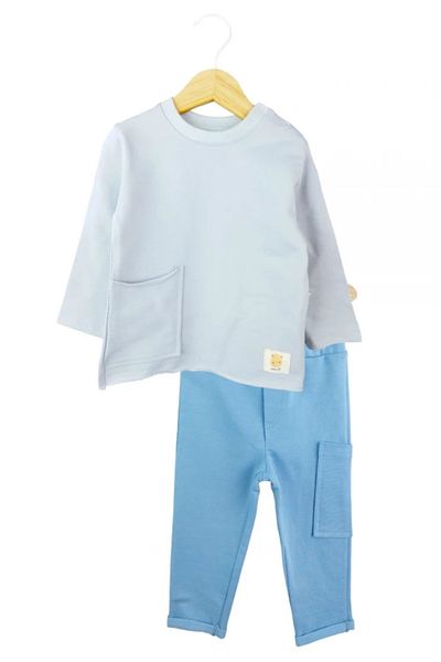 Kids Kingdom Organic Cotton Gray Color Cotton Long Sleeve Baby Boy Suit