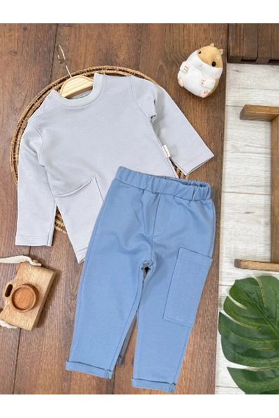 Kids Kingdom Organic Cotton Gray Color Cotton Long Sleeve Baby Boy Suit