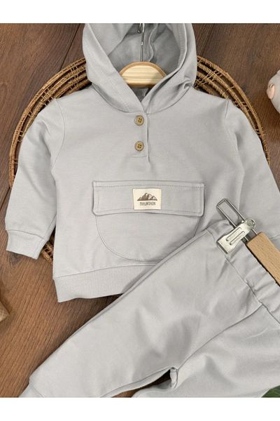 Kids Kingdom Organic Hooded 2-Piece Cotton Baby Boy Set with Seasonal Pockets