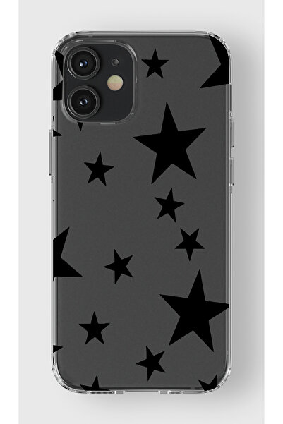 moonset Iphone 12 Mini Uyumlu Yıldızlar Tasarımlı Baskılı Şeffaf Telefon Kılıfı