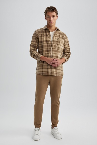 DeFacto Men's Regular Fit Checked Fleece Shirt