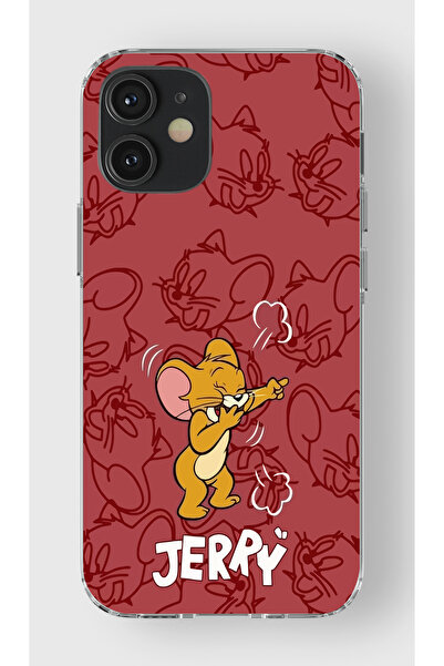 moonset Iphone 12 Mini Uyumlu Jerry Tasarımlı Baskılı Şeffaf Telefon Kılıfı