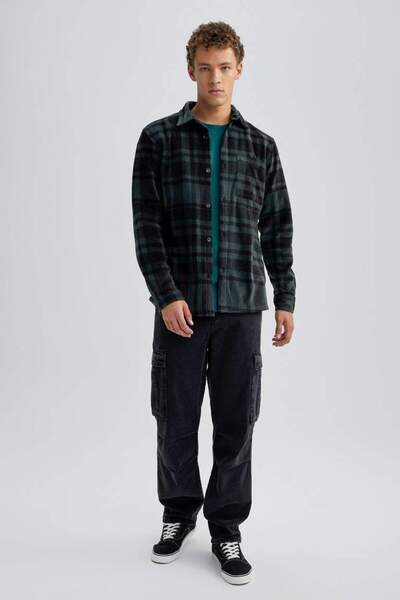 DeFacto Men's Regular Fit Checked Fleece Shirt
