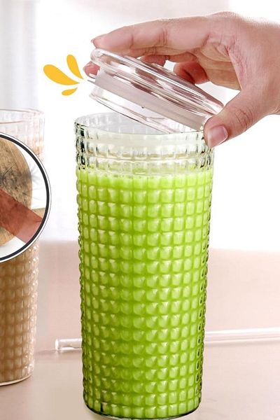 Meturas 750ml Glass Cup with Lid and Glass Straw – Borosilicate Glass, Reusable,