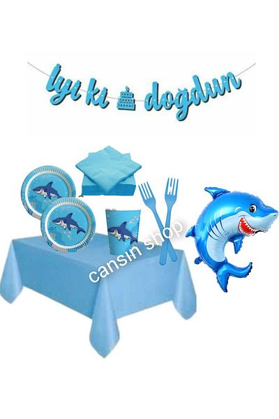 CANSIN Shark Birthday Set for 8 People