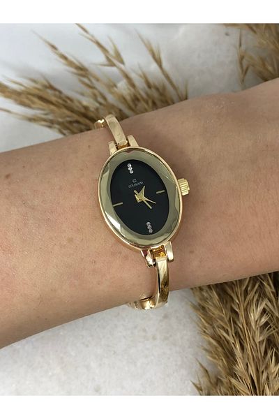 Coliseum Vintage Gold Inside Black Women's Wristwatch