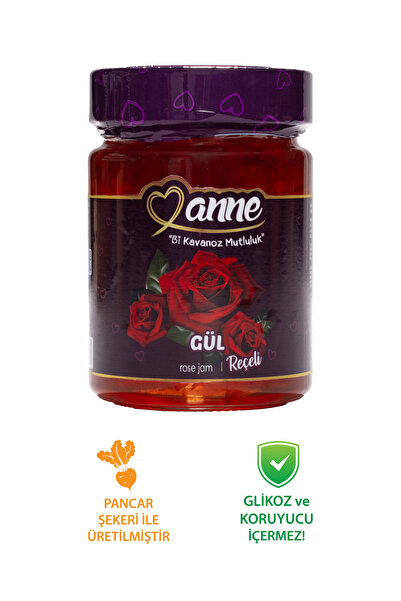 Anne Gül Reçeli 400g (PANCAR ŞEKERİ ILE ÜRETİLMİŞTİR - GLİKOZ, KORUYUCU IÇERMEZ)