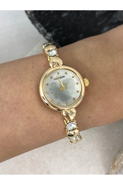 TD TRENDDURAGI ساعة يد نسائية بتفاصيل من حجر الذهب الأبيض مع بصمة مستديرة من ...