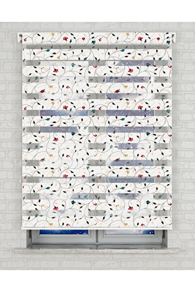 AD Home İnce Dallar Baskılı Zebra Perde - Gece Gündüz Kullanıma Uygundur - Mu...