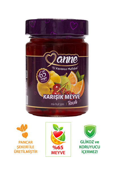 Anne Karışık Meyve Reçeli 400g (PANCAR ŞEKERİ ILE ÜRETİLMİŞTİR - GLİKOZ, KORU...