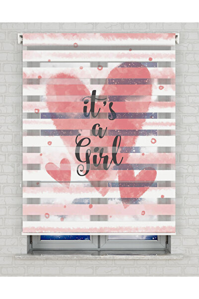 Bright Cover Kalp Kız Baskılı Zebra Perde - Gece Gündüz Kullanıma Uygundur - ...