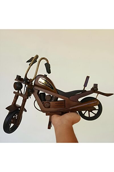 EXENET El Yapımı Ahşap Motorsiklet Dekoratif Süs Biblo Retro Tasarım Şık Masa...