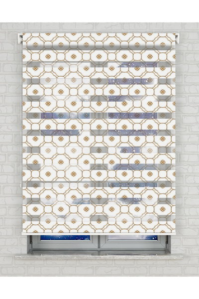 Bright Cover Geometrik Baskılı Zebra Perde - Gece Gündüz Kullanıma Uygundur -...