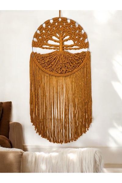 My Royal Macromes Tarçın Makrome Hayat Ağacı, Düş Kapanı Duvar Süsü, Rüya Kov...