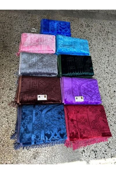 Vera Prayer Mats سجادة صلاة قطيفة باللون العنابي، قاعدة مضادة للانزلاق مقاس 8...