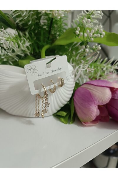 JEWELRY üçlü halka küpe