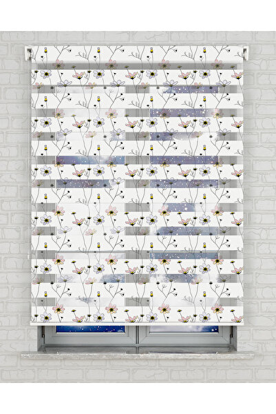 Bright Cover Çiçekler Baskılı Zebra Perde - Gece Gündüz Kullanıma Uygundur - ...