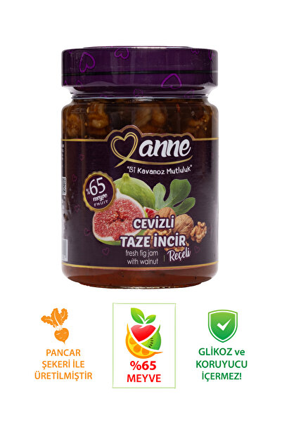 Anne Cevizli Taze Incir Reçeli 400g (PANCAR ŞEKERİ ILE ÜRETİLMİŞTİR - GLİKOZ, KORUYUCU IÇERMEZ)