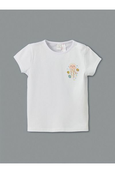 LC Waikiki Lcw Crew Neck Printed Baby Girl T-Shirt and Shorts 2-Piece Fast Fashion
