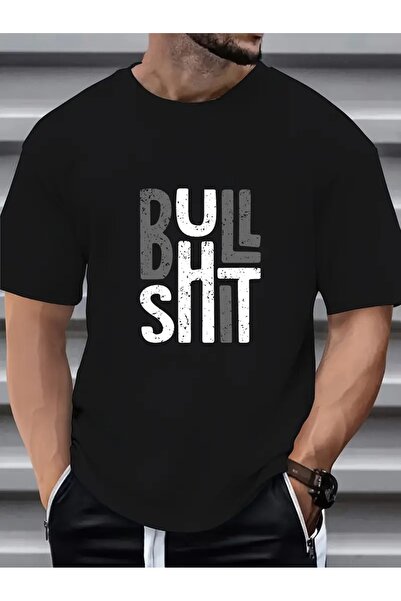 WOODROFFE Tricou cu imprimeu Bull Shit Bull pentru bărbați, sezon nou, oversi...