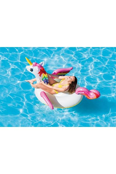 Intex راكب يونيكورن قابل للنفخ - قارب بحري وحمام سباحة 201x140x97 سم