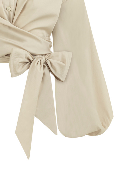 praye Βαμβακερό πουκάμισο - Δεμένο στη μέση και Λεπτομέρεια από πέτρα