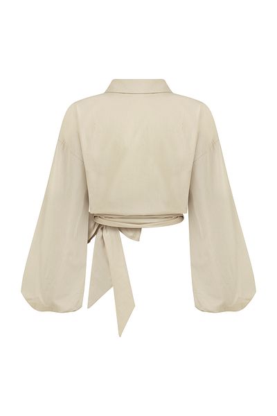 praye Cotton Shirt - Tie Waist and Stone Detail