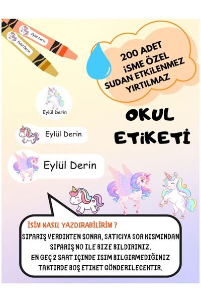 EyER Shoping Školska etiketa jednoroga, olovka, sveska, prilagođena etiketa z...