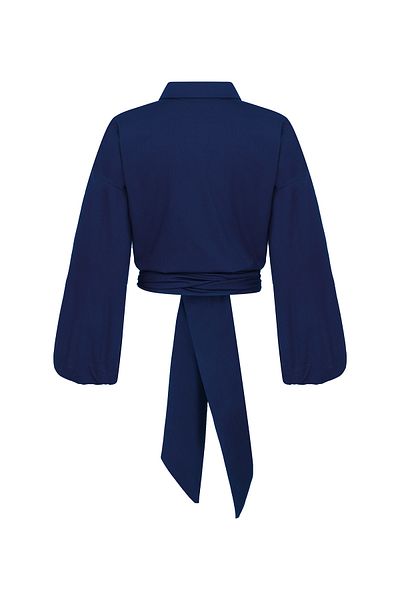 praye Navy Blue Cotton Shirt - Tie Waist