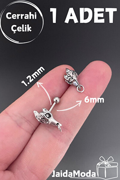 Jaida Moda Gümüş Gotik Karga Figürlü Tragus Helix Çelik Piercing