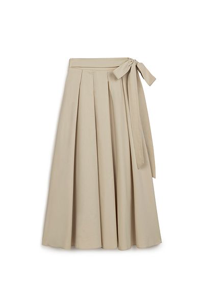 praye Stone Colored Laced Long Collared Skirt