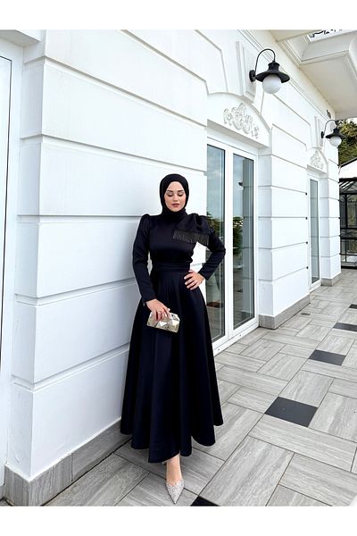 BYATEİLER Μαύρο βραδινό φόρεμα Lina Hijab