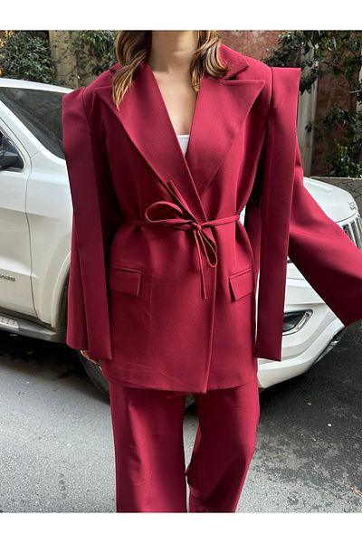 VOLT CLOTHİNG Gefütterte Blazerjacke für Damen mit Schnürung an der Schulter